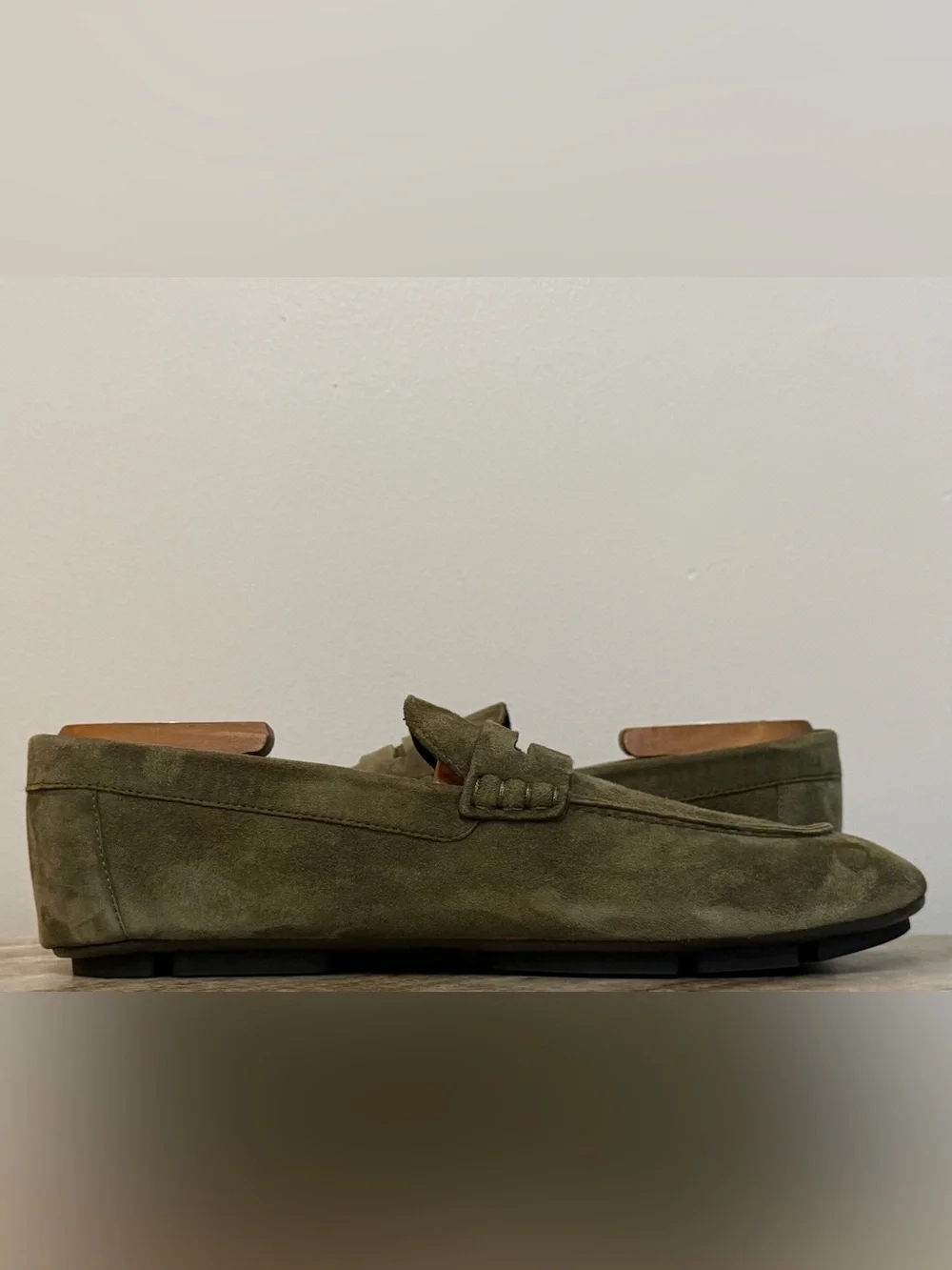 GIORGIO ARMANI Suede Drivers Loafer Sz 8 US Green Italy Slipper Moccasins $795